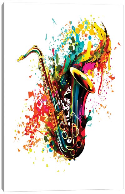 Modern Saxophone Design With An Abstract Background Canvas Art Print - Saxophone Art