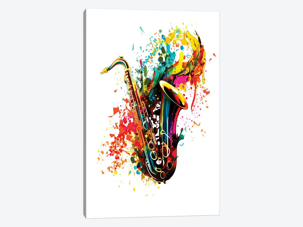 Modern Saxophone Design With An Abstract Background by OLena Art 1-piece Art Print