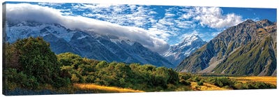 Spectacular Mount Cook Summit In New Zealand's Alpine Landscape Canvas Art Print - OLena art