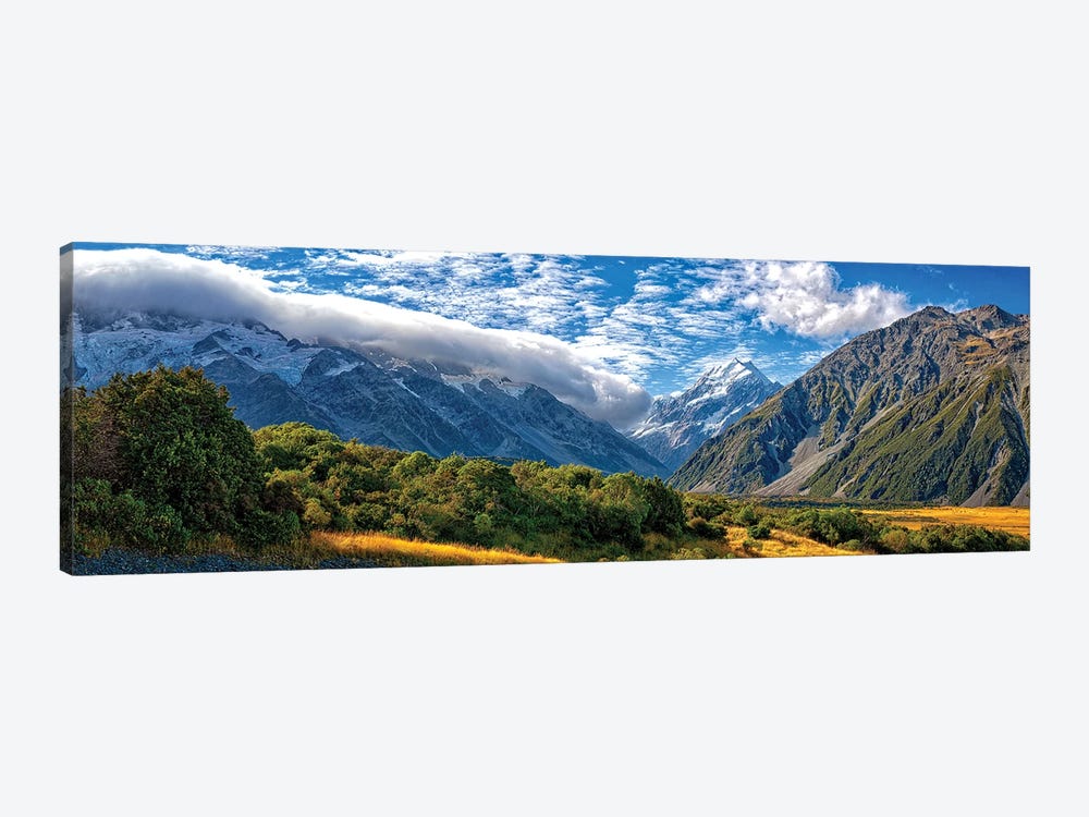 Spectacular Mount Cook Summit In New Zealand's Alpine Landscape by OLena Art 1-piece Canvas Wall Art