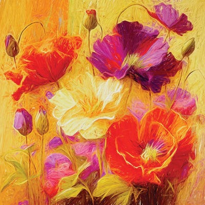 Wild Poppies Wonderland Abstract By Olena Art by OLena Art canvas print