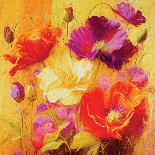 OLena Art: Wild Poppies Wonderland Abstract By Olena Art by OLena Art