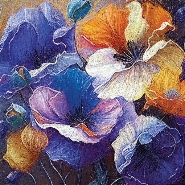 OLena Art: Poppies Abstract Painting Of Multi Colored Poppies II by OLena Art