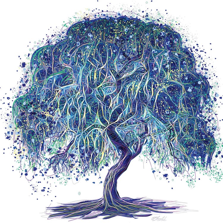 Magic Weeping Willow Tree White Background by OLena Art wall art