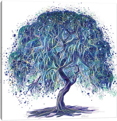 Magic Weeping Willow Tree White Background Canvas Art Print - OLena art