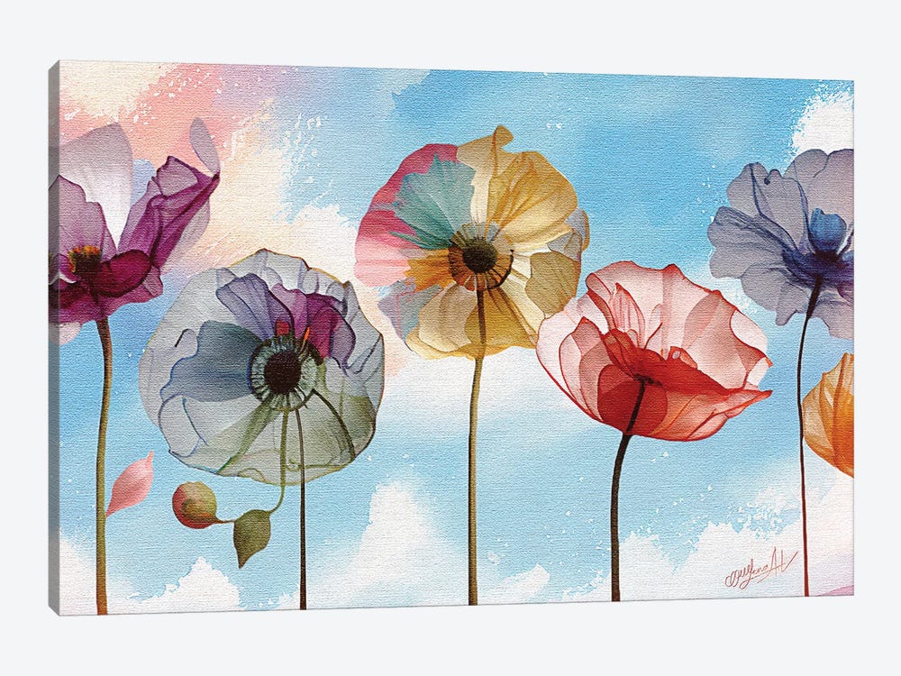 Spring Momentum, Poppies In Bloom I by OLena Art 1-piece Canvas Artwork