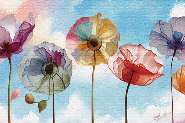 OLena Art: Spring Momentum, Poppies In Bloom I by OLena Art