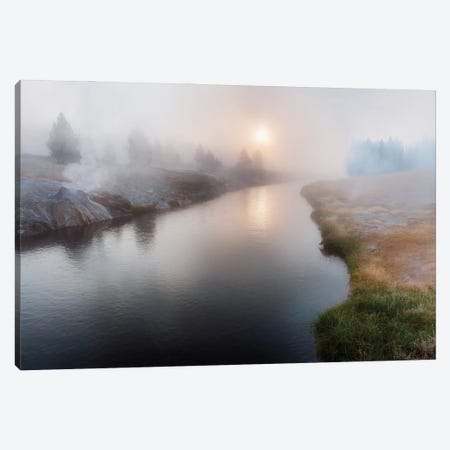 Panoramic View Of A Foggy River At Dawn Canvas Print #OLE347} by OLena Art Canvas Print
