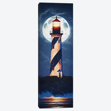 Moonlight Lighthouse Canvas Print #OLE354} by OLena Art Canvas Wall Art