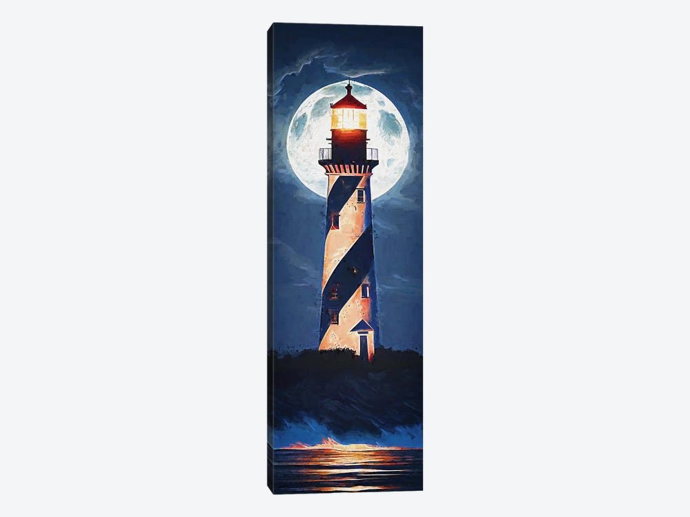 Moonlight Lighthouse by OLena Art 1-piece Canvas Art