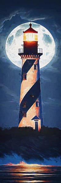 OLena Art: Moonlight Lighthouse by OLena Art