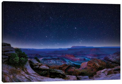 Horseshoe Bend At Night Arizona Canvas Art Print - Grand Canyon National Park Art