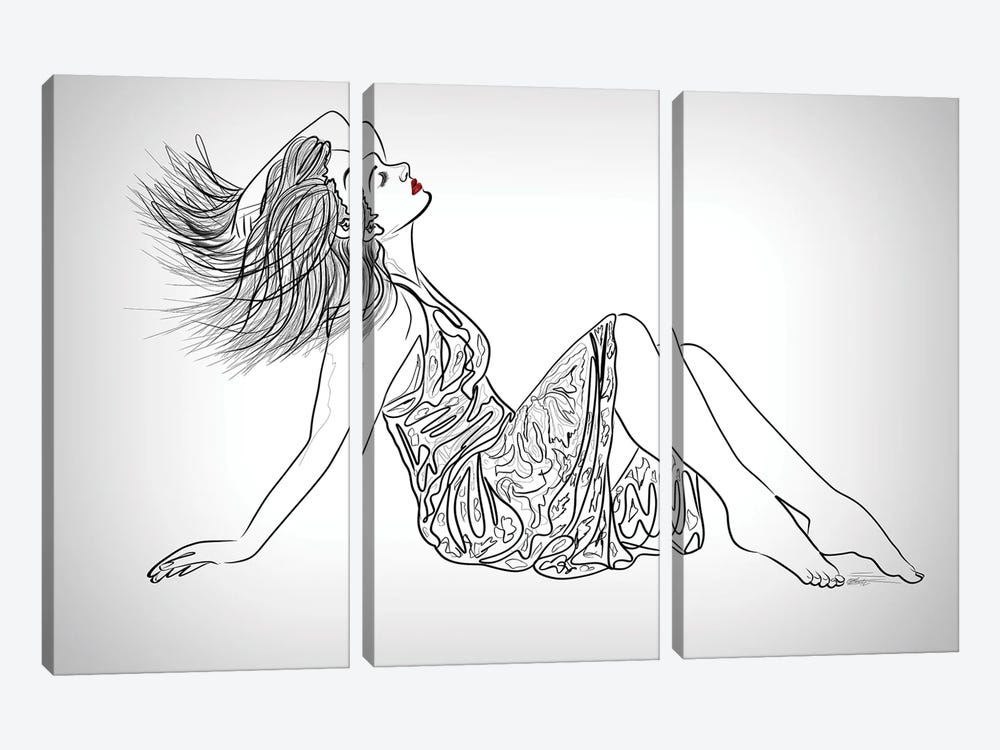 Laid Back Summer Girl by OLena Art 3-piece Canvas Wall Art