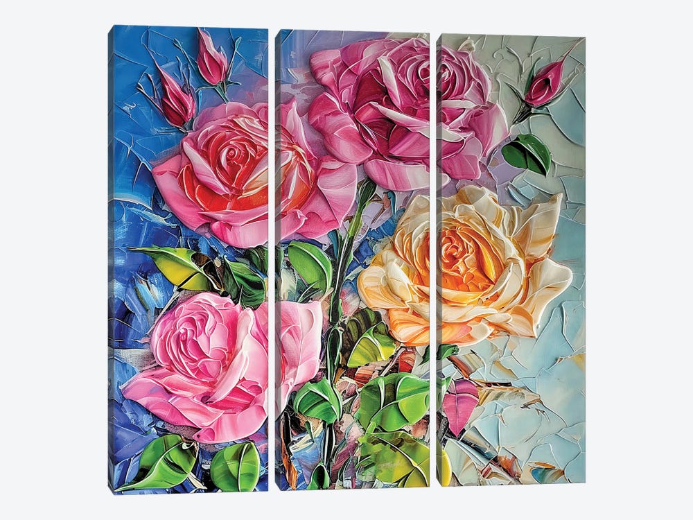 Larisa Rose Garden by OLena Art 3-piece Art Print