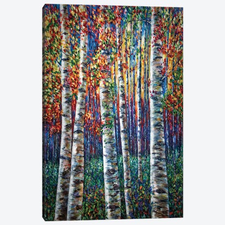 The Aspen Symphony Forest Impasto Painting Canvas Print #OLE366} by OLena Art Canvas Art Print