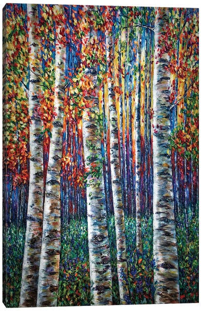 The Aspen Symphony Forest Impasto Painting Canvas Art Print - Aspen Tree Art
