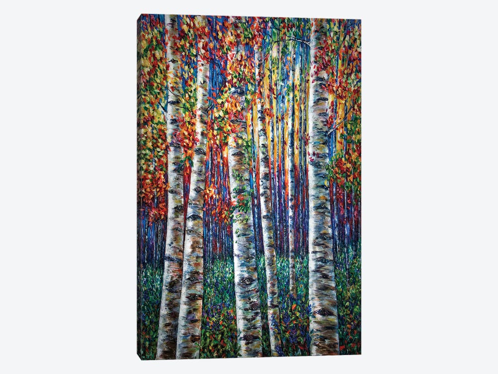 The Aspen Symphony Forest Impasto Painting by OLena Art 1-piece Canvas Print