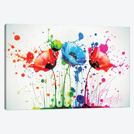 Abstract Poppies Drips And Splatters Canvas Print #OLE369} by OLena Art Canvas Art