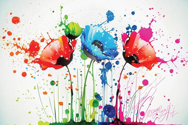 Poppies: Abstract Poppies Drips And Splatters by OLena Art