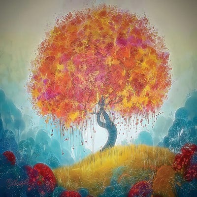 Magical Tree Delight Decorative Plants Inspiration by OLena Art canvas print