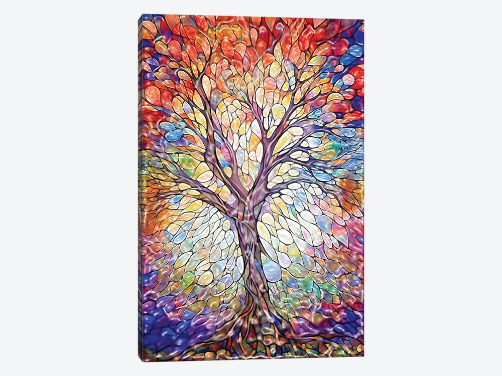 Tao Of Life - Fresco Tree by OLena Art 1-piece Canvas Print