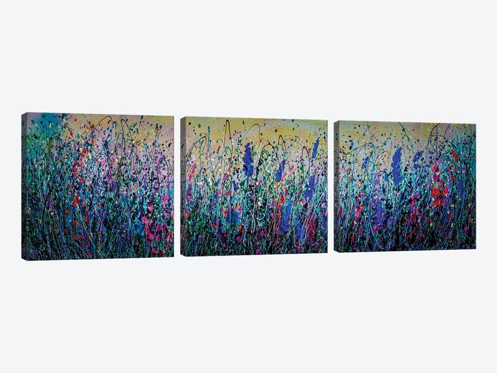 Meadow Flowers At Golden Hours by OLena Art 3-piece Canvas Print