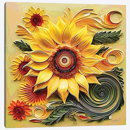 Sunflower From The Land Of Summer Canvas Print #OLE376} by OLena Art Canvas Artwork