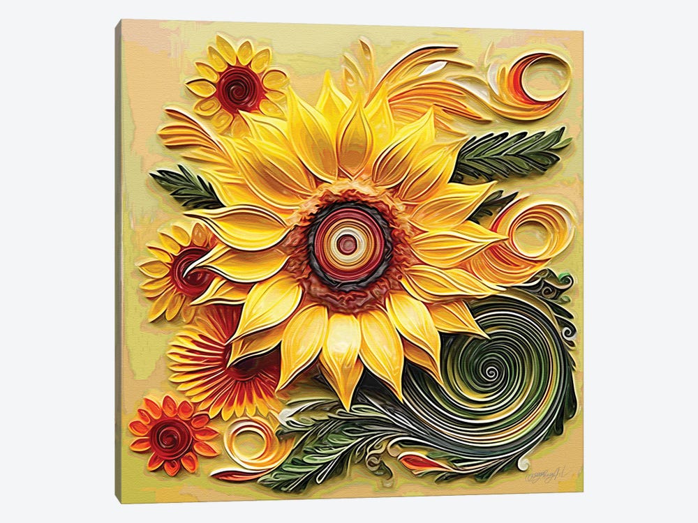 Sunflower From The Land Of Summer by OLena Art 1-piece Canvas Wall Art