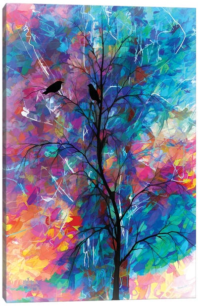 Love Birds Abstract Canvas Art Print - OLena art