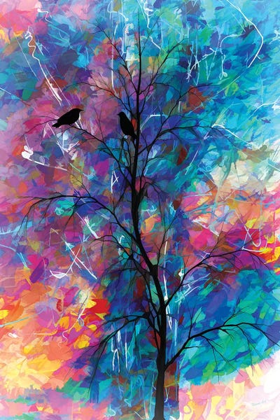 OLena Art: Love Birds Abstract by OLena Art