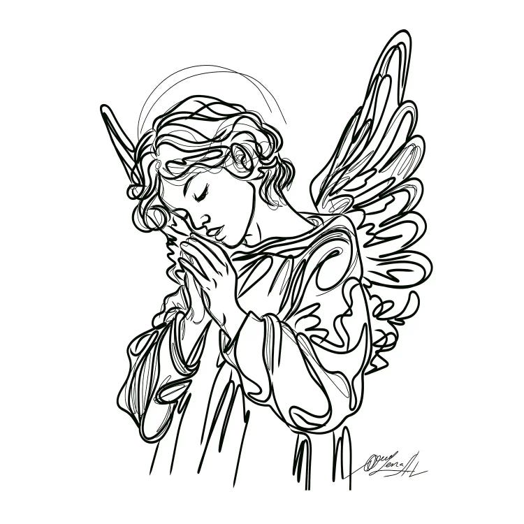 guardian angel drawings black and white
