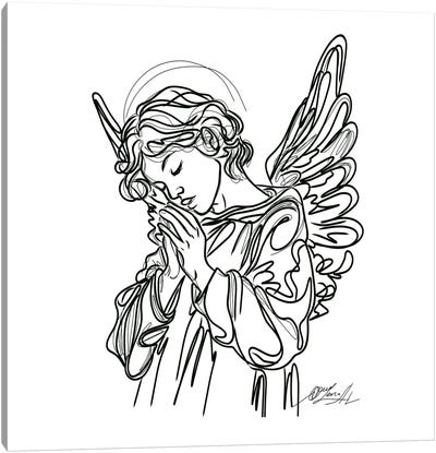 Guardian Angel Praying One-Line Drawing Canvas Art Print - OLena art