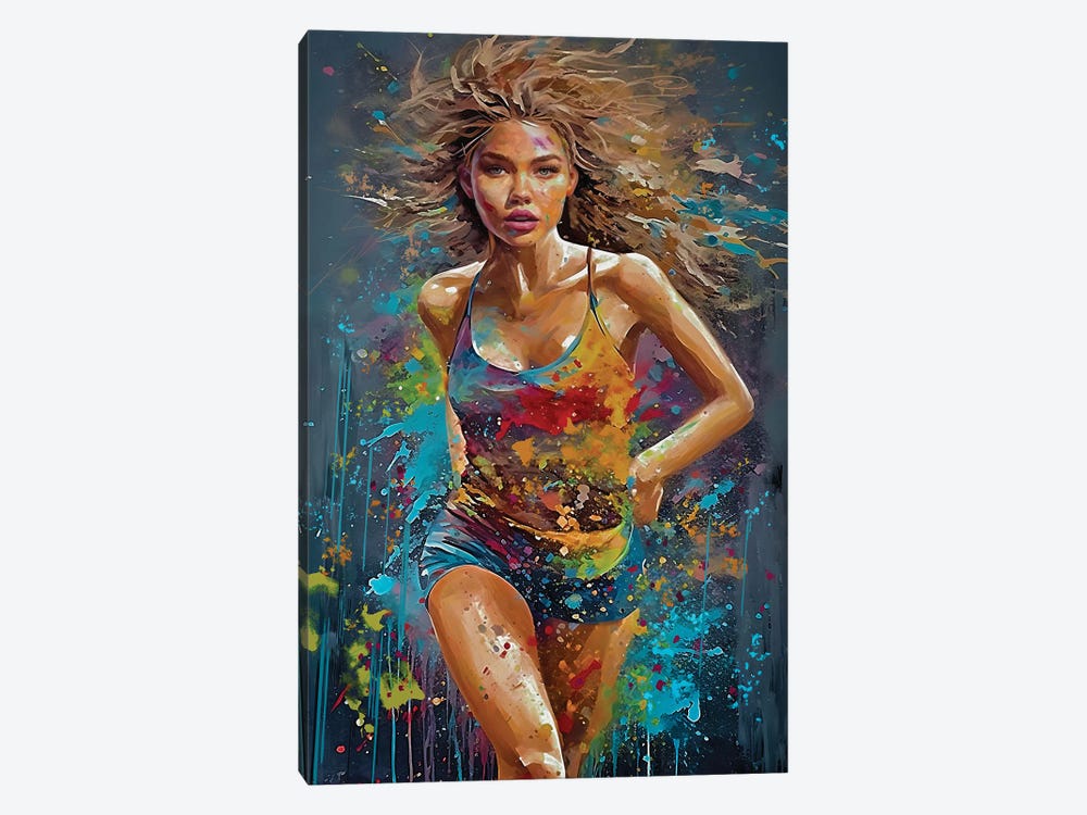 Solo Run Endurance Training by OLena Art 1-piece Canvas Wall Art