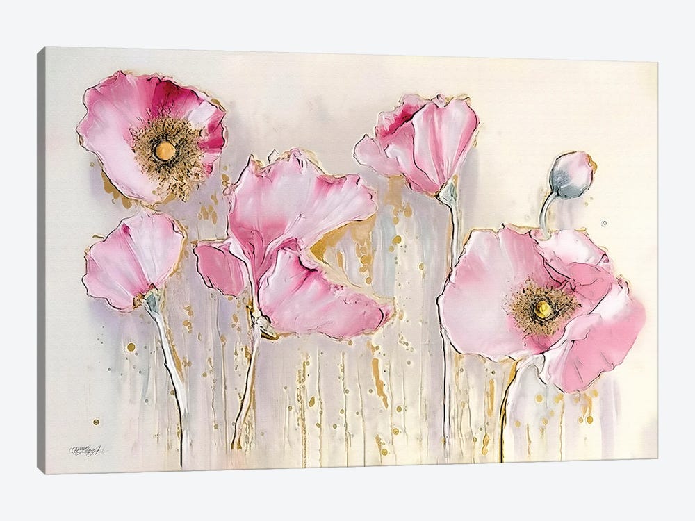 Spring Contemporary Pale Poppies by OLena Art 1-piece Canvas Artwork
