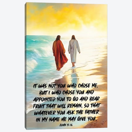 A Beach Scene With Jesus And A Friend Quote Canvas Print #OLE387} by OLena Art Canvas Print