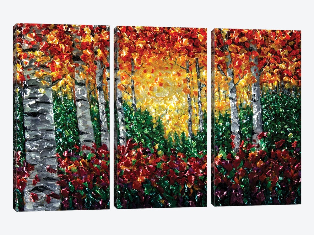 Autumn Colorado Landscape, Impressionist Impasto by OLena Art 3-piece Art Print