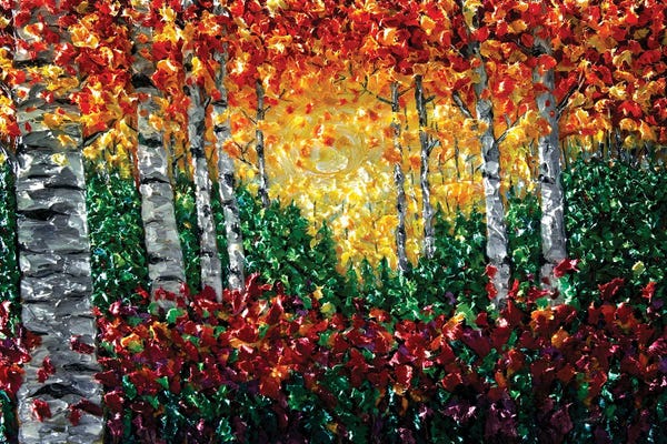 OLena Art: Autumn Colorado Landscape, Impressionist Impasto by OLena Art