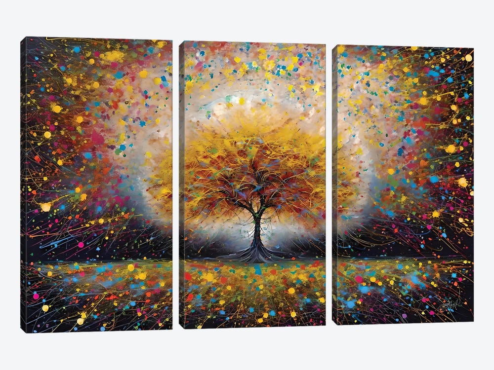 Tree Of Stability In Colors Of The Universe by OLena Art 3-piece Art Print