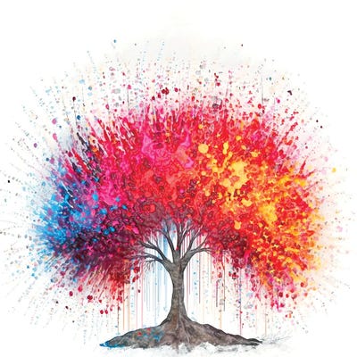 Abstract Splattered Red Tree Ink Splash Effect by OLena Art canvas print