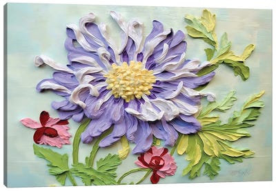Textured Chrysanthemum Blossoms Canvas Art Print - OLena art