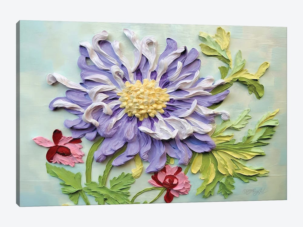 Textured Chrysanthemum Blossoms by OLena Art 1-piece Canvas Art Print