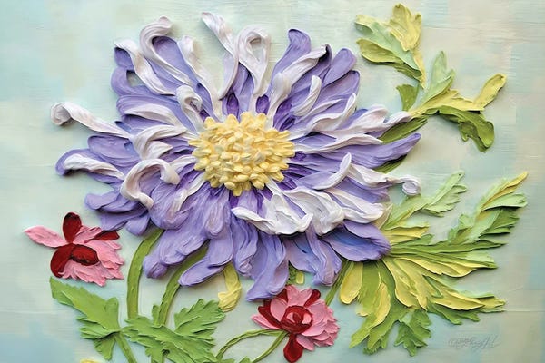 Chrysanthemums: Textured Chrysanthemum Blossoms by OLena Art