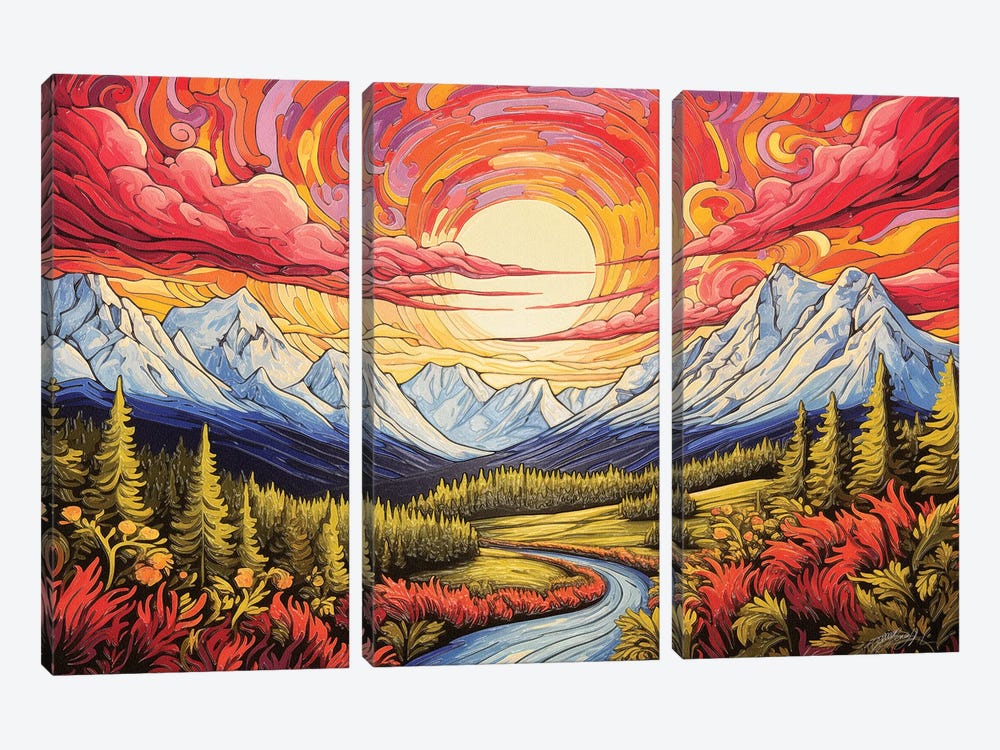 The Essence Of Colorado - Mountains, Valleys And Forest Roads by OLena Art 3-piece Canvas Art Print