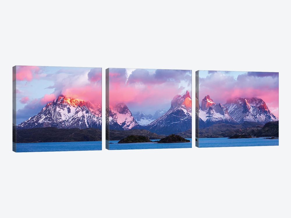 Majestic Vistas Of The Torres Del Paine Mountains by OLena Art 3-piece Canvas Wall Art