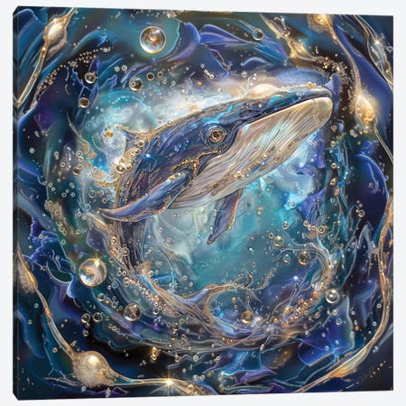 Echoes Of The Abyss The Whale Song Canvas Print #OLE411} by OLena Art Canvas Artwork