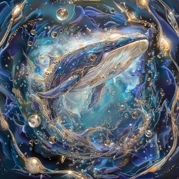 Echoes Of The Abyss The Whale Song by OLena Art wall art