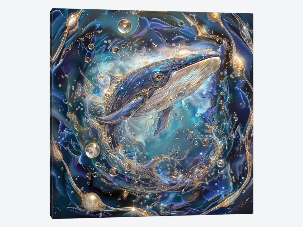 Echoes Of The Abyss The Whale Song by OLena Art 1-piece Canvas Wall Art