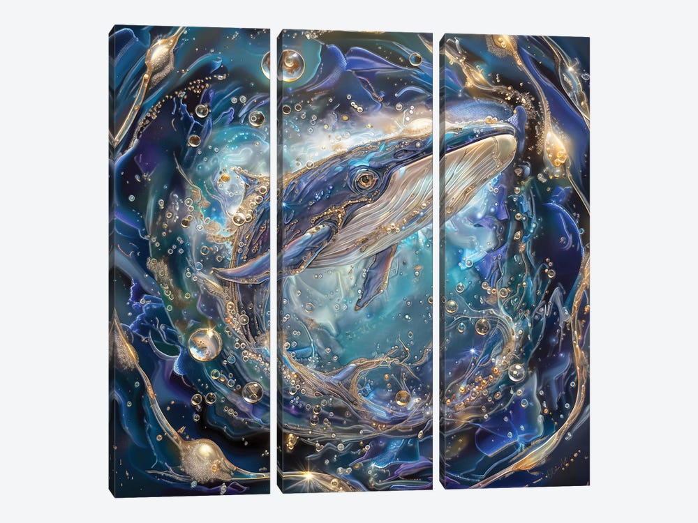 Echoes Of The Abyss The Whale Song by OLena Art 3-piece Canvas Wall Art