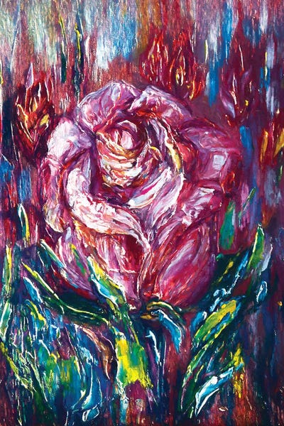 Oil Painting Pink Rose by OLena Art canvas print