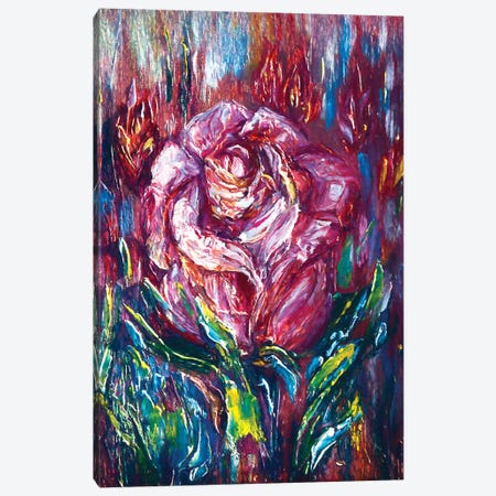 Oil Painting Pink Rose Canvas Print #OLE42} by OLena Art Canvas Art Print